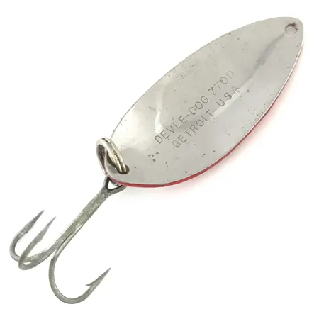 Dardevle Devle Dog 7700 Ondulante, Rouge / Blanc / Nickel, 14g, #8579