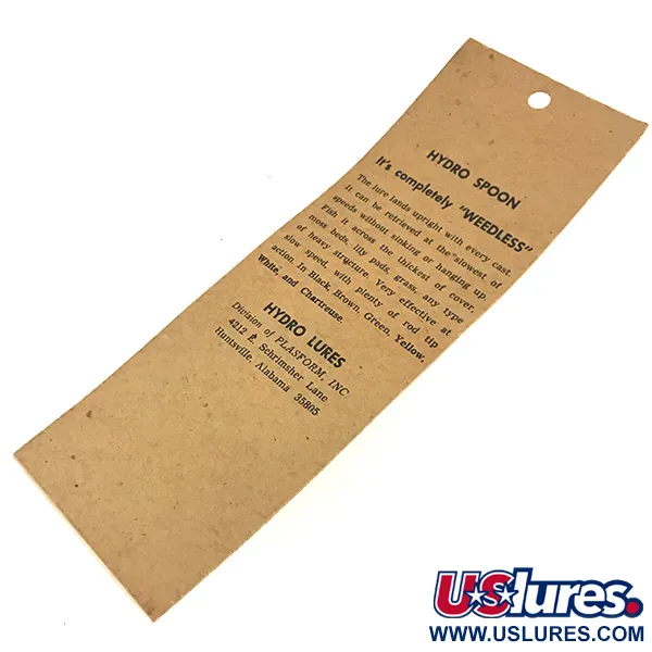 Hydro Lures Weedless Hydro Spoon Cuillère Anti-herbe, Blanc/Gris, 14g, #8595