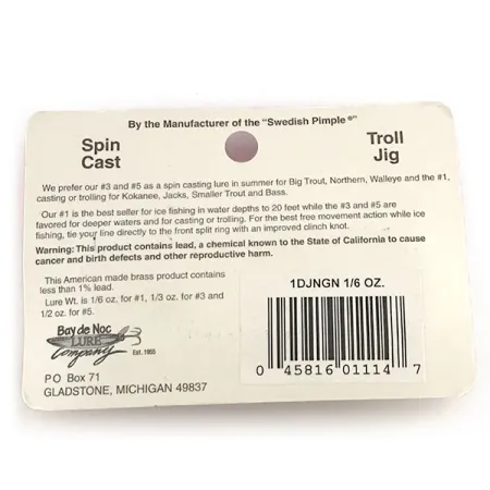 Bay de Noc Do-Jigger Cuillère, Nickel / Vert, 5g, Laiton, #8779