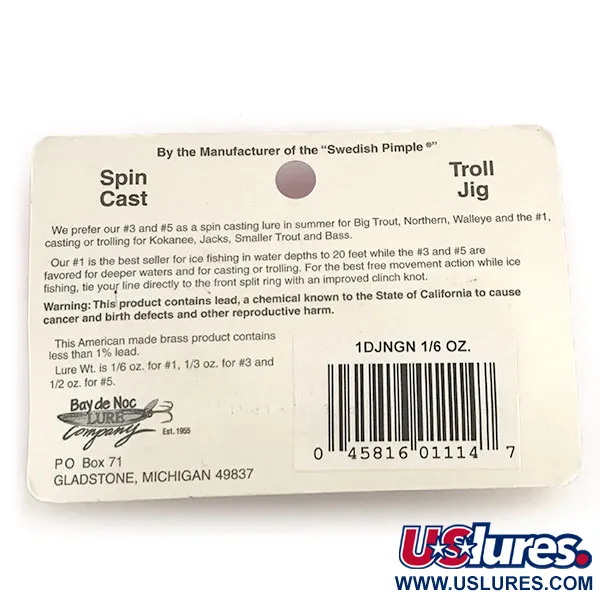 Bay de Noc Do-Jigger Cuillère, Nickel / Vert, 5g, Laiton, #8779