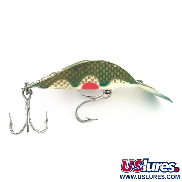 Buck Perry Spoonplug Cuillère, Vert-Or, 10g, Vintage, #8900