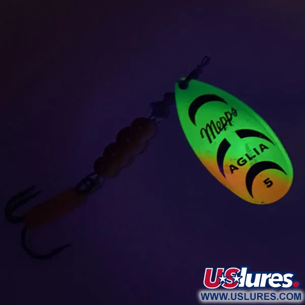 Mepps Aglia 5 Fluo UV Cuiller, Rainbow Fluo, 14g, UV réactif, #9096