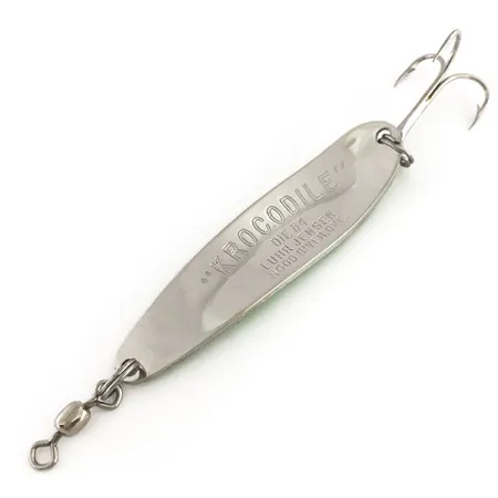 Luhr Jensen Krocodile Die #4 Glow Cuillère, Blanc/Vert/Nickel, 14g, #9136