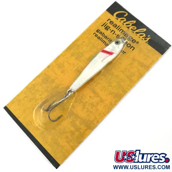 Cabela's Real Image Jig-N-Spoon Jig, Blanc Perle, 14g, Yeux 3D, #9310