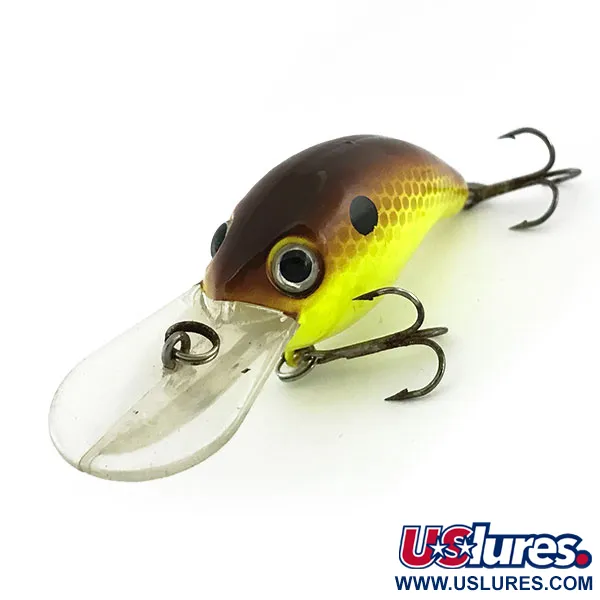 Strike King Pro Model 3XD Crankbait, Brun-Jaune, 7g, Bruiteur, #9313