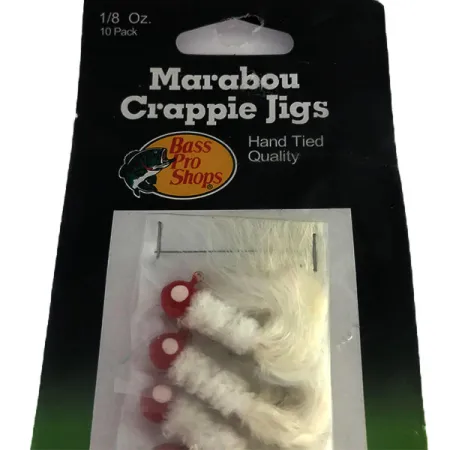 Bass Pro Shops Marabou Crappie Jig, Blanc / Rouge, 4g, Fait Main, #9515