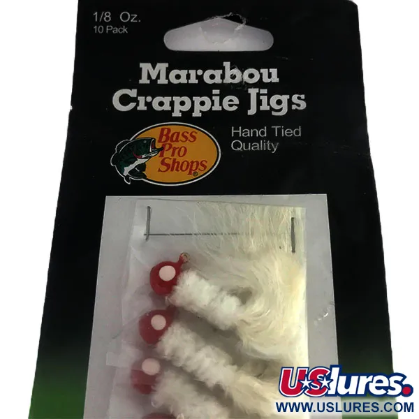 Bass Pro Shops Marabou Crappie Jig, Blanc / Rouge, 4g, Fait Main, #9515