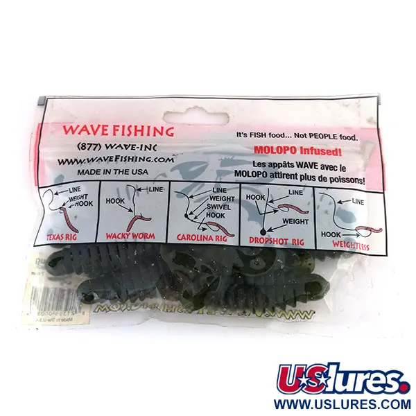 Wave Worms Swim Bug Leurre Souple, Watermelon/Black, 10cm, 7pcs, #9615
