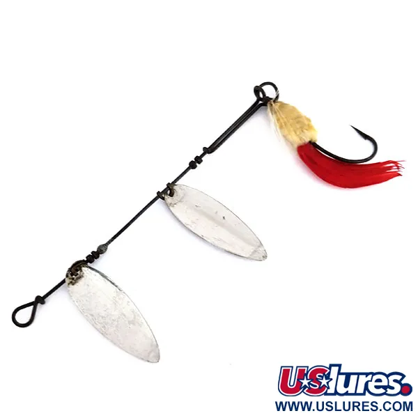 Hildebrandt Size 3 Slim Eli Double Spinner Cuiller, Nickel / Rouge, 5g, #9832