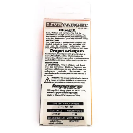 Live Target Koppers BlueGill Poisson Nageur, Crapiet Arlequin, 7g, #9844