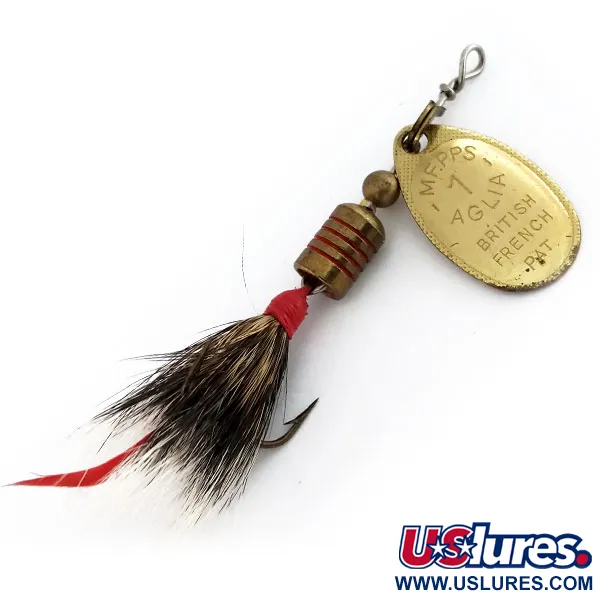 Mepps Aglia 1 dressed (squirrel tail) 1970s Cuiller, Or, 3.5g, #9912