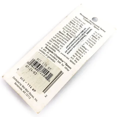 Renegade Honeycomb Series Crystalina Spoon, Vert-Orange, 7g, Nid d'abeille, #9925